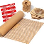 MCfleet 15"x135' Honeycomb Packing Paper Wrap Roll, Eco Friendly Packaging Material for Moving Shipping Gift Wrapping with 20 Fragile Stickers, Protective Recycled Cushion Wrap Suppliers Kraft Brown